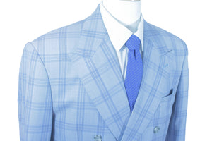 SKY BLUE WINDOWPANE DOUBLE BREASTED JACKET