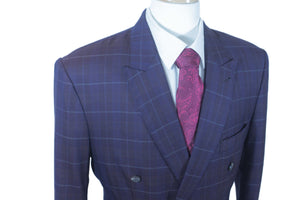 BURGUNDY WINDOWPANE DOUBLE BREASTED JACKET