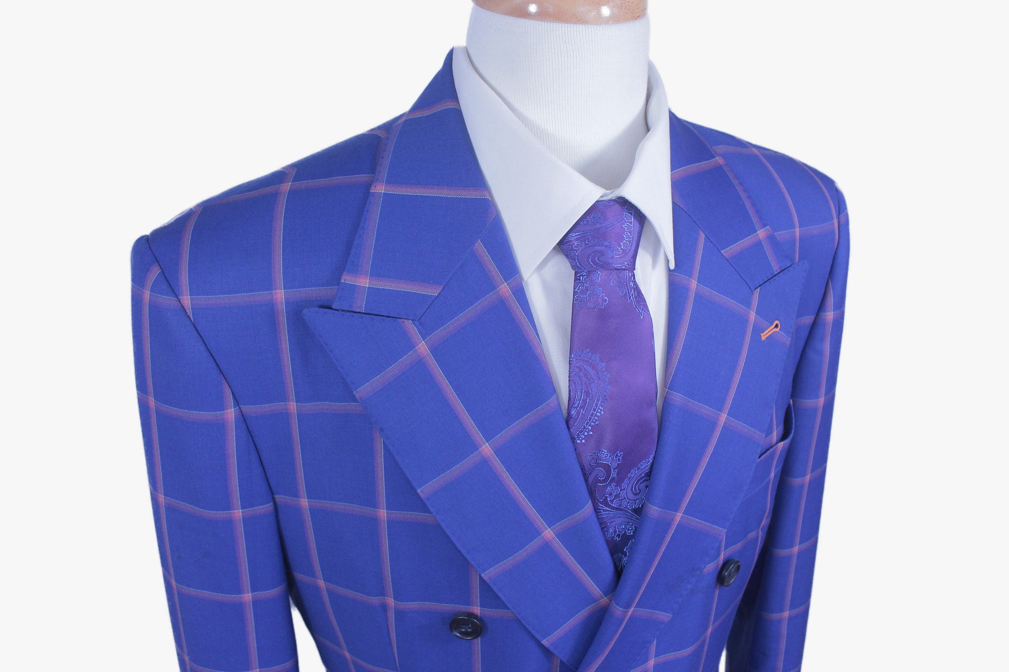 ELECTRIC BLUE WINDOWPANE DOUBLE BREASTED JACKET