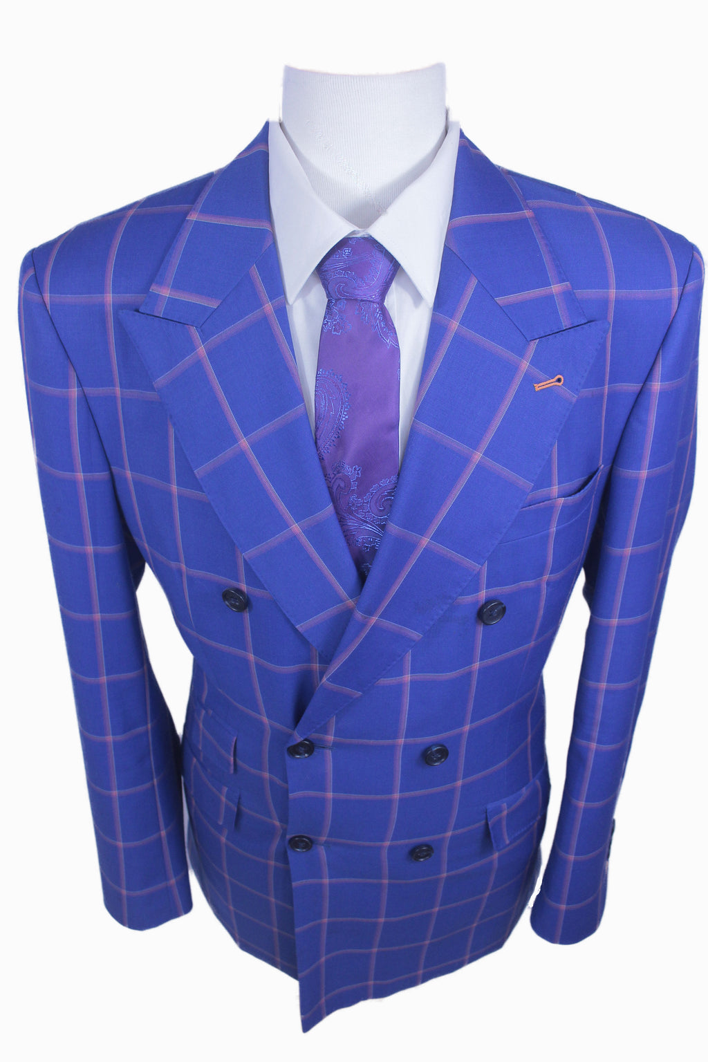 ELECTRIC BLUE WINDOWPANE DOUBLE BREASTED JACKET