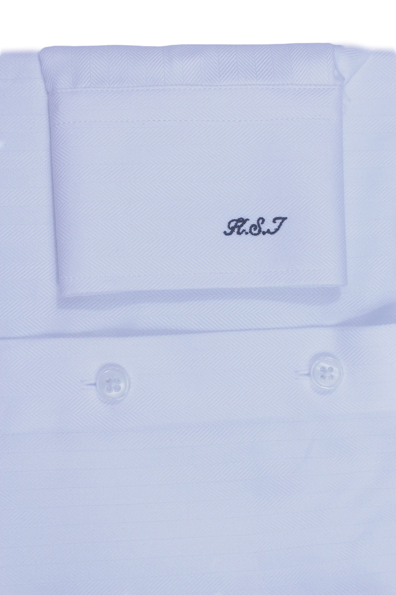 HERRINGBONE WHITE DRESS SHIRT 100% COTTON