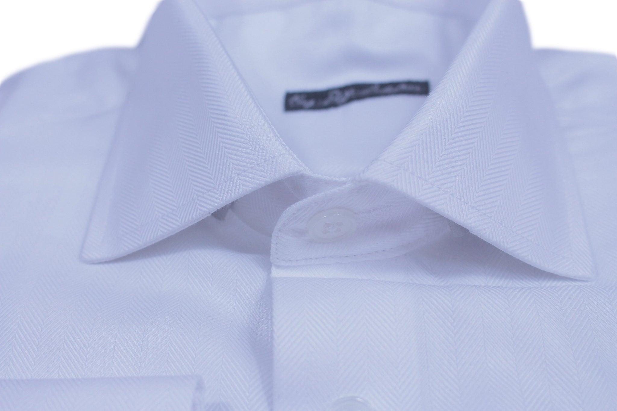 HERRINGBONE WHITE DRESS SHIRT 100% COTTON