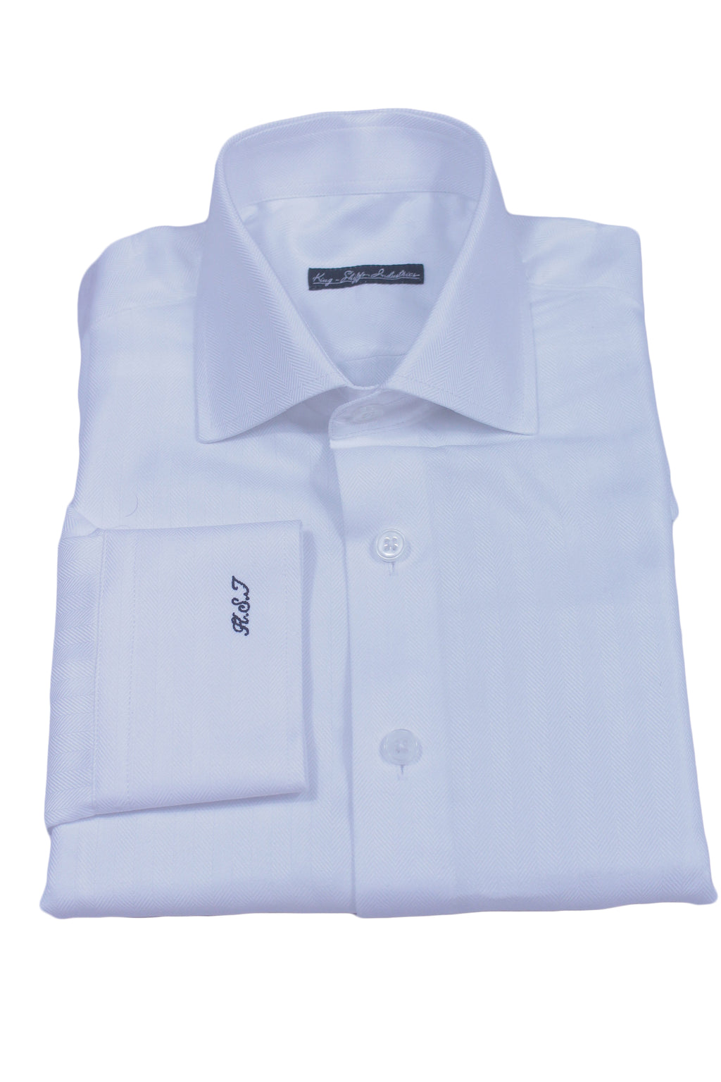 HERRINGBONE WHITE DRESS SHIRT 100% COTTON