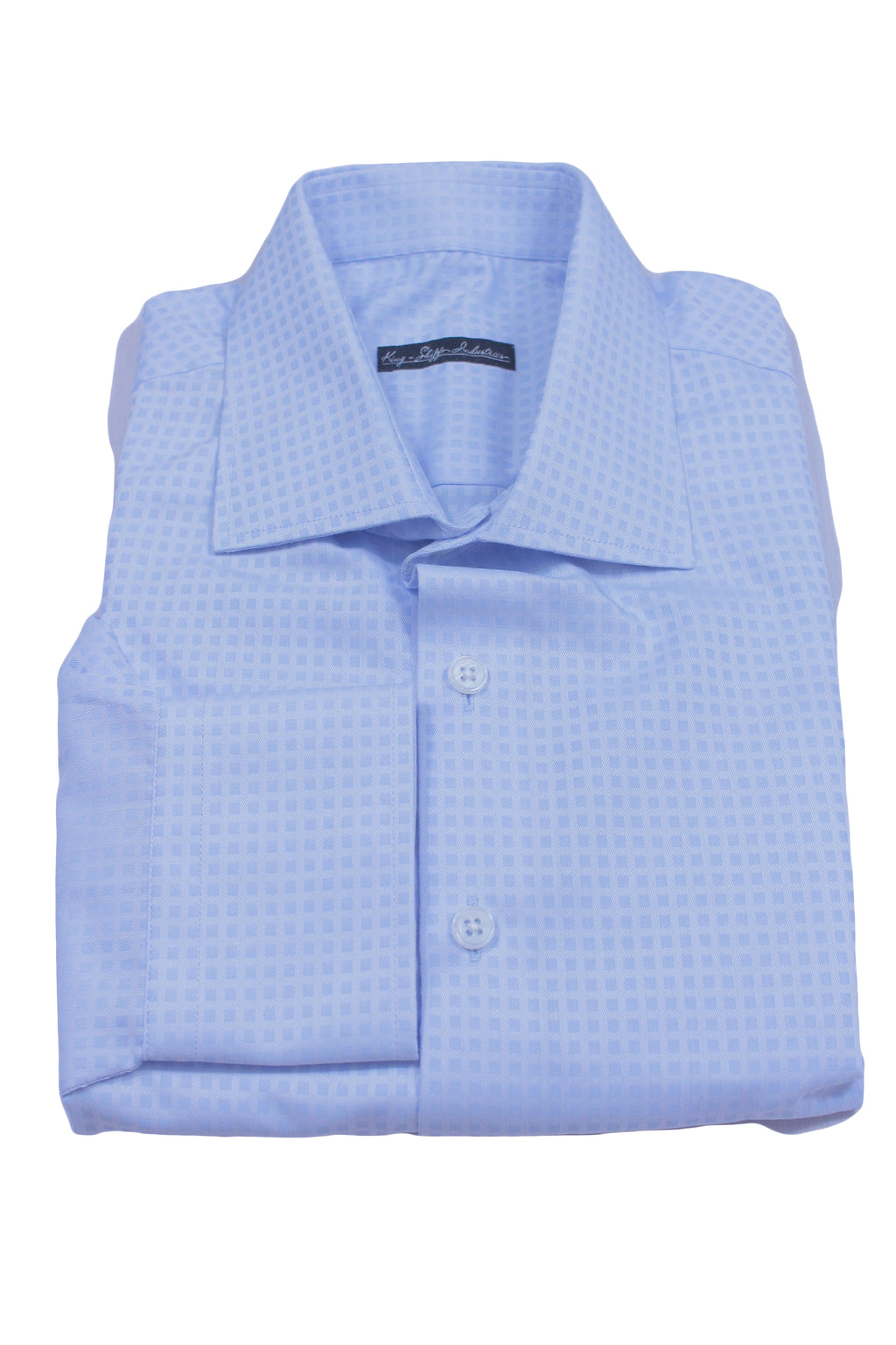 LIGHT BLUE SMALL CHECK 100% COTTON SHIRT